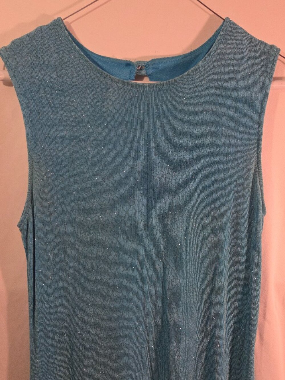 JSC Blue Glitter Fit & Flare Dress Sleeveless Knee Length Round Neck Size 6